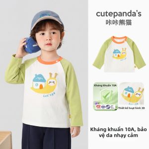 CUTEPANDAS | Áo Thun Dài Tay Trẻ Em Chống Khuẩn Cotton