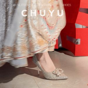 รองเท้าเจ้าสาว รองเท้าส้นสูงเลื่อมประกาย ผู้หญิง เพชร เรียบหรู รองเท้าแต่งงานสําหรับงานหมั้นและงานเลี้ยงงานแต่งงาน