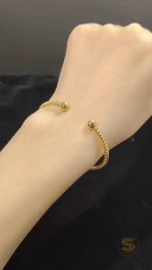 Sis Love Jewel Titanium Steel 18K Gold Plated Adjustable Bangle Minimalist Simple Open Gelang Tangan Bracelet Women Jewelry H100