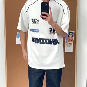 Korean fashion oversized T-shirt for men cotton aesthetic tshirts casual summer original loose shirt