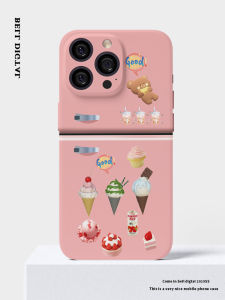 เคสโทรศัพท์มือถือลายตู้เย็น 3D วินเทจ ลายการ์ตูนน่ารัก ลายอาหาร ลายหัวใจสาวน้อย สีชมพู สำหรับ iPhone 17 pro Max/16 Pro/Mate60