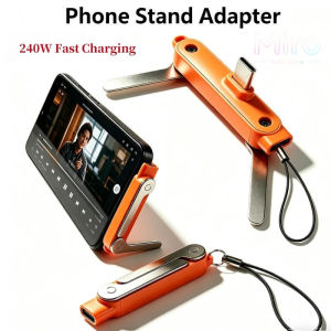 240W Type-C Gaming Adapter with Foldable Phone StandAdjustable Phone GadgetPD3.1 Fast Charging 480Mbps Data Transfer| Phone Holder for Mobile Game Video WatchingUniversal Type C Connector