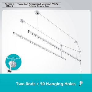 Hotata | Single Pole Adjustable Hand Cranked Clothes Drying Rack Aluminum