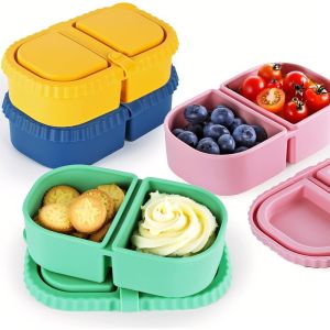 Silicone Reusable Snack Containers with LidsLeakproof Double Compartment Snackle Box for DressingSnacksSchoolOfficePicnic