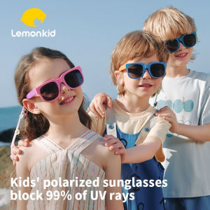 Lemonkid【GET FREE ANTI-FALL ROPE AND EAR GRIP】Childrens Square-frame Polarized Sunglasses Foldable Anti-Ultraviolet SunglassesTrend LK2230216+LK2230217