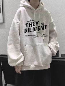 เสื้อสเวตเตอร์มีฮู้ดผ้าฝ้ายแท้ทรงหลวมสไตล์อเมริกันสำหรับผู้ชาย ฤดูใบไม้ผลิ ฤดูใบไม้ร่วง ฤดูหนาว ทรงหลวม ทรงหลวม ทรงหลวม