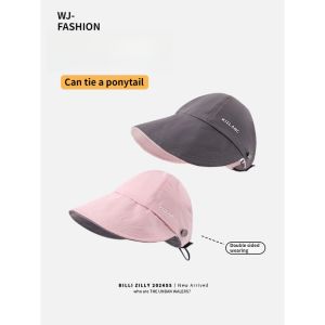 【WJ】Chống tia cực tím hai mặt che nắng ngư dân mũ Mùa hè kem chống nắng Half Hollow Top Shade Cap