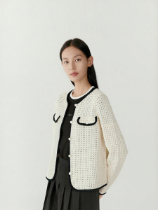 ICICLE | Spring Wear Coarse Combed Compact Spun Cotton Knit Cardigan