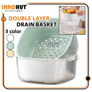 [1PC] Innohut Double Layer Drain Basket Bakul Penapis Sayuran Dua Lapis Washing Basket Bakul Cuci 双层沥水篮 Strainer Basin