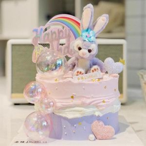 Purple Plush Stearle Rabbit Cake Decoration Figurine Xingda Lu Baking Plugin Soft Toy Ornament for Festive Gifting