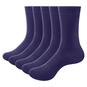 5 Pairs Mens Bamboo Crew Socks Soft Solid Color Business Socks Breathable Dress Socks Daily Men Socks Black White