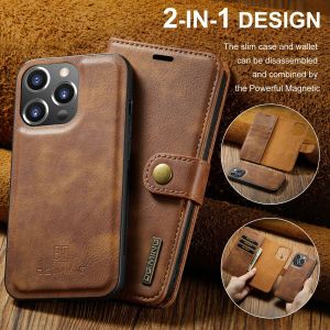 2 IN 1 Detachable Leather Case for iPhone 11 12 13 14 15 16 Pro Max Mini X XR 6 7 8 Plus SE20 Magnetic Card Holder Wallet Cover