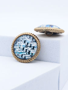 กระดุมโลหะสีน้ำเงินสไตล์วินเทจ กระดุมขนสัตว์หนา กระดุมเสื้อโค้ทระดับไฮเอนด์ กระดุมโลหะสำหรับกระโปรง สไตล์วินเทจ สไตล์ฝรั่งเศส