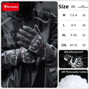 Motowolf | Windproof Waterproof Thermal Carbon Fiber Impact Protection Touch Screen Motorcycle Gloves