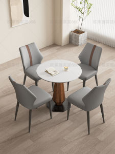 Modern Minimalist White Rockboard Dining Table And Chairs Set Luxury Reception Balcony Small round Table Home Furniture