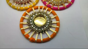 Handmade Diwali Diya Round Tealight Candle Holder For Diwali Gift | Pooja Decor | Festive Decor Colorful Diwali Decoration - Pack of 1 Pc(Size - 14cm)