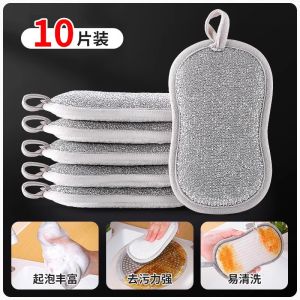 Vải Lau Nhà Bếp Dày Hai Mặt Bằng Thép Không Gỉ Không Bám Dầu Dụng Cụ Rửa Bát Không Gây Hư Hại Cho Nồi