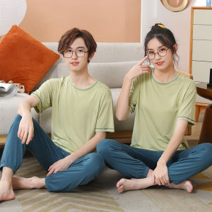Kids Modal Pajamas Spring/Summer Thin Boy Short Sleeve Trousers Suit Childrens Little Girl Solid Color Homewear