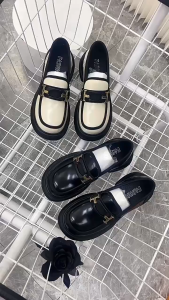 Falimottype)Size 35-40 Womens Fashion Thick Sole Loafers Casual Mary Jane Shoes Thick Sole Retro Leather School Student Shoes