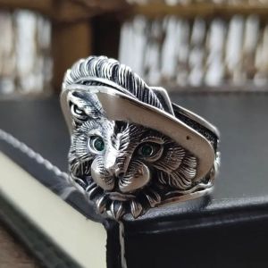 Cincin Elegan Desain Kucing Bajak Laut dan Kucing Pramuka (Adjustable)