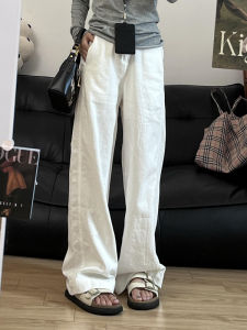 High Waist Wide Leg Cotton Linen Casual Straight Leg Pants Womens Summer 2025 New Long Trousers Suit Pants Korean Style