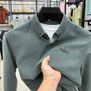 Áo Sơ Mi Nam Dài Tay Thêu 100% Cotton Nguyên Chất Áo Khoác Ngoài Thường Ngày Áo Sơ Mi Nam Mùa Xuân Thu Áo Sơ Mi Nam Phong Cách Hàn Quốc