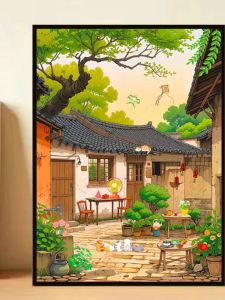 Healing Retro Natural Landscape Puzzle Adult Stress Relief 300/500/1000 Pieces Wooden Rural Architecture Jigsaw Puzzle