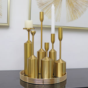 Hotel Sample Room Home Candle Holder Ornament Six-Piece Set Candlestick Decoration European New Classical Dining Table and Coffee Table Decor