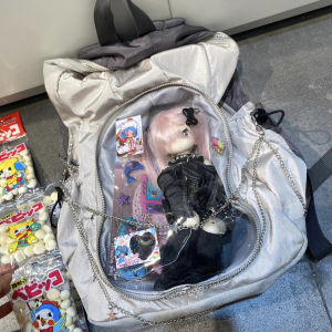 Transparent Drink Lightning Asian Culture Backpack Schoolbag Casual Travel Student Valley Doll Bag Large Capacity Bar Cartoon Backpack