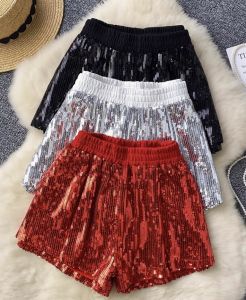 Heavy Industry Sequin Sparkle Shorts Womens Elastic Waist Casual Pants