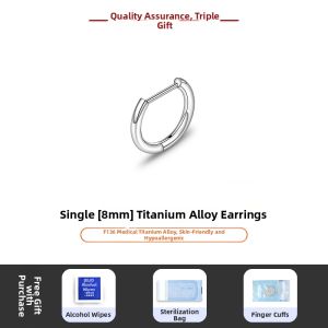 Lnieer | Hypoallergenic Titanium D-Shaped Ear Cuff Piercing Stud Earrings