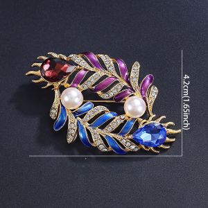 เข็มกลัดขนนกสีสองตoned แฟชั่นสำหรับผู้หญิง เครื่องประดับเข็มกลัดแบบหรูหรา เครื่องประดับสำหรับเสื้อสูทและชุดราตรี เครื่องประดับแฟชั่น