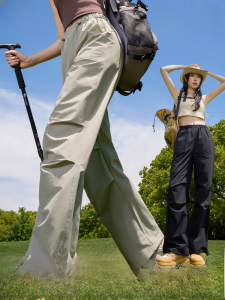 MiiOW | American Style Loose Wide Leg Work Pants Women Summer Thin High Waist Cargo Trousers Sun Protection Casual Drapey Pants