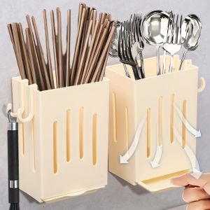 【Nhà thiên nga 】Dụng cụ nhà bếp giá lưu trữ đũa thoát nước chủ đa năng treo tường freestanding dao kéo Bộ đồ ăn hộp sắp xếp đồ