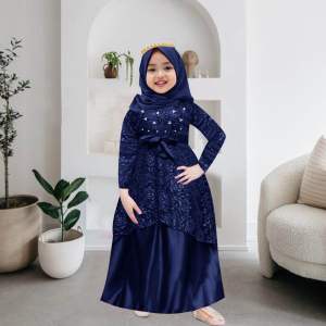 Sherin Dress/gamis lebaran anak 4-10 THN/Gamis pesta anak/gamis kondangan/gamis cantik anak/gamis brukat/baju muslim/baju muslim mewah