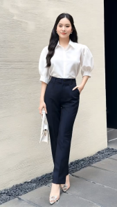 Quần tây nữ quần lưng cao công sở dáng quần baggy  quần âu nữ đi làm đi học quần bigsize