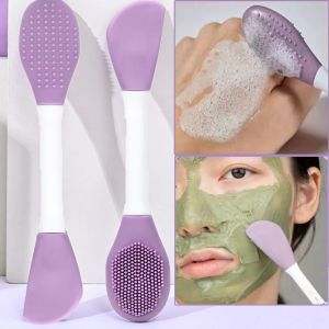 Double Head Silicone Face Mask Brush Face Massage Cleaning Brush DIY Mud Film Scraper Face Care Tool Face Cleansing Face Brush
