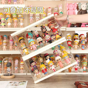 ชั้นวางของเล่น Acrylic Pop Mart Storage Box Display Case สำหรับการจัดระเบียบของเล่นที่ซ่อนตา ชั้นวางของเล่นแบบพับได้สำหรับบ้าน