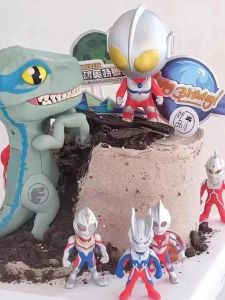 Sound And Light Dinosaur Superhero Monster Cake Decoration Display Birthday Theme Accessories for Boys And Men