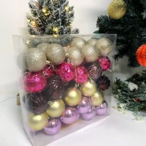 NUVOX 50PCS 2.36"(60mm) Christmas Ball Ornaments Shatterproof Plastic Ball Present for Xmas TreesFestival Home Party and Wedding PartySmall Size Christmas Tree Ornaments(Lavender/Fuchsia/Platinum)