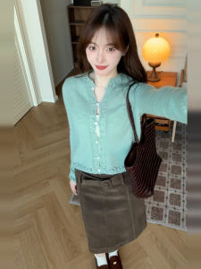Karrar betsey | Mint Green Early Spring Korean Style Cardigan