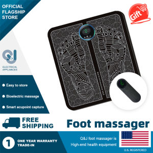 [Local Warranty] Q&J Foot Massage Pad with Acupoint EMS Portable Vibrator Foot Muscle Stimulator Physiotherapy Vibration Activating Blood Pain Relief LED Display Foot Massage Machine Massager Slimming Weight Loss Massager