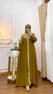 SerendaStore Gamis CerutyBabydoll Set hijab Model Kekinian Wanita Modern Pesta Kondangan Mewah Viral