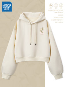 Jeanswest Hoodie Womens Short Sleeve Long Sleeve Spring Autumn Loose Fit Printed Casual Comfortable Cotton Polyester Blend