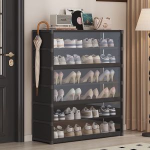 AW ตู้รองเท้า ประตูแม่เหล็กกันฝุ่น ชั้นวางรองเท้า กล่องรองเท้า แผ่นฟิล์ม PET+โครงเหล็กคุณภาพดี