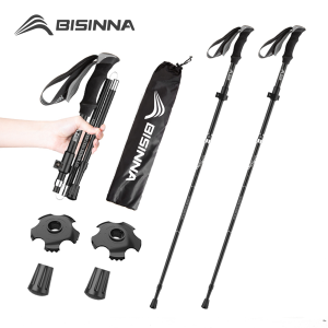 BISINNA 2pcs Ultralight Trekking Poles  Walking Sticks Hiking Canes  Folding Aluminum Walking Pole Nodic Walking Sticks