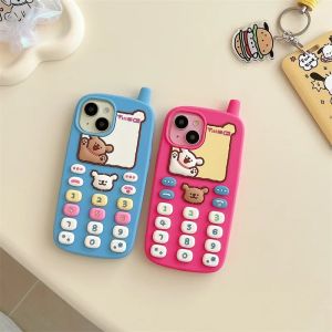 💯【Phone Case】+FREE Shipping 💯 Korea Pop Cartoon Bear Telephone Cute 3D Cases For iPhone 16 15 13 12 14 Pro Max Soft Silicone Phone Cover Kid Girl Gift