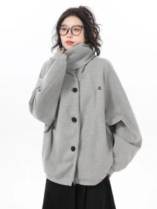 ARCG | Áo Hoodie Cổ Cao Màu Xám Outerwear Mới Đầu Xuân Kiểu Dáng Rộng