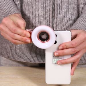 LED เลนส์ติดกล้องโทรศัพท์ Selfie แหวนไฟโทรศัพท์มือถือเติมแสง HD Macro หลอดไฟแบบหรี่ได้ความงาม Ringlight