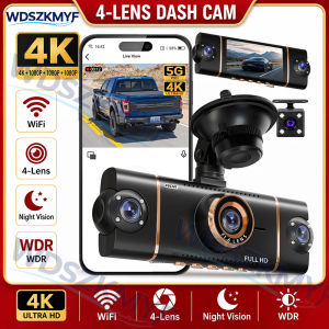 360° 4K 1080P Car Dash 4Channels Car DVR UHD Cam WIFI APP Video Recorder Front With Rear View Night Vision 4K Black Box